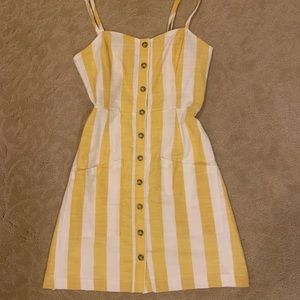 FOREVER 21- yellow striped button-down dress